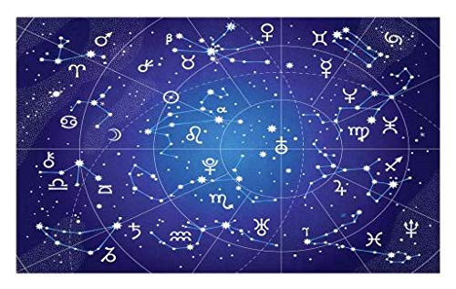 Lunarable Astrology Doormat- Constellation of Zodiac Signs and Planets Image Celestial Chart- Decorative Polyester Floor Mat with Non-Skid Backing- 30inch X 18inch- Blue Dark Blue and White Lunarable Astrology Doormat- Constellation of Zodiac Signs and Planets Image Celestial Chart- Decorative Polyester Floor Mat with Non-Skid Backing- 30inch X 18inch- Blue Dark Blue and White