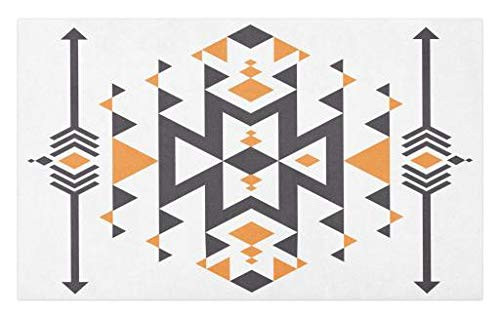 Lunarable Aztec Doormat- Abstract Design with Orange and Taupe Geometric Shapes Motifs Arrows- Decorative Polyester Floor Mat with Non-Skid Backing- 30inch X 18inch- Orange Taupe Lunarable Aztec Doormat- Abstract Design with Orange and Taupe Geometric Shapes Motifs Arrows- Decorative Polyester Floor Mat with Non-Skid Backing- 30inch X 18inch- Orange Taupe