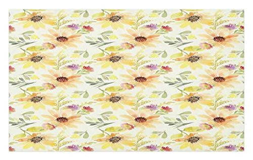 Lunarable Watercolor Flower Doormat- Pastel Colored Summer Sunflowers with Pale Leaves Nature Style- Decorative Polyester Floor Mat with Non-Skid Backing- 30inch X 18inch- Orange Cream Green Lunarable Watercolor Flower Doormat- Pastel Colored Summer Sunflowers with Pale Leaves Nature Style- Decorative Polyester Floor Mat with Non-Skid Backing- 30inch X 18inch- Orange Cream Green
