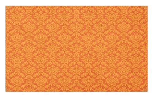 Lunarable Orange Doormat- Classic Baroque Venetian Random Patterns with Antique Ornamental Floral Leaf- Decorative Polyester Floor Mat with Non-Skid Backing- 30inch X 18inch- Orange Pale Orange