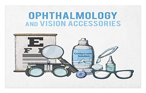 Ambesonne Eye Chart Doormat- Ophthalmology and Vision Accessories Typography and Items- Decorative Polyester Floor Mat with Non-Skid Backing- 30inch X 18inch- Sea Blue and Multicolor