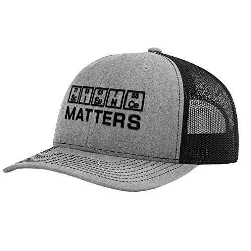 Richardson Structured Mesh Trucker Hat Science Matters Elements Embroidery Polyester Hat Snaps Heather Gray/Black One Size