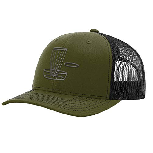 Richardson Structured Mesh Trucker Hat Grey Disc Golf Flying Disc Embroidery Polyester Hat Snaps Loden/Black One Size