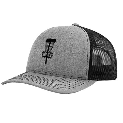 Richardson Structured Mesh Trucker Hat Black Disc Golf Basket Embroidery Polyester Hat Snaps Heather Gray/Black One Size