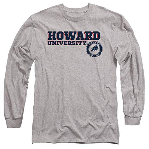 Howard University Official Block Text Unisex Adult Long-Sleeve T Shirt-Athletic Heather- 3X-Large Howard University Official Block Text Unisex Adult Long-Sleeve T Shirt-Athletic Heather- 3X-Large
