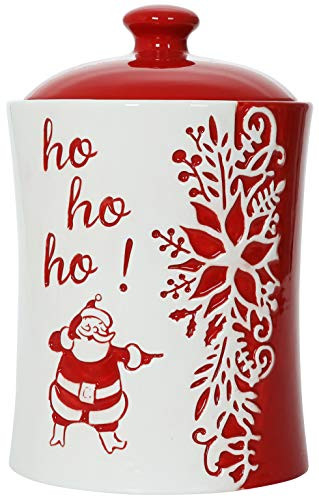 Ho Ho Ho Christmas Themed Winter Holiday Ceramic Cookie Jar