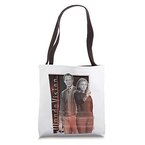 Marvel WandaVision Wanda  and  Vision Logo Glitch Portrait Tote Bag