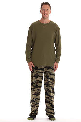 followme Mens Microfleece Pajama Pants Set with Socks 44938-CAMOGRN-L