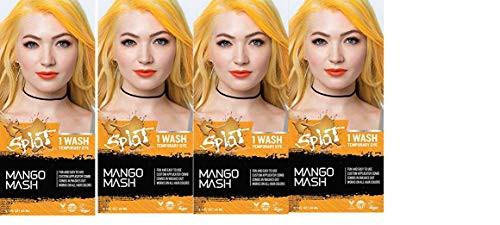 Splat 1 Wash Temporary Hair Dye- Mango Mash Orange-pack of 4-