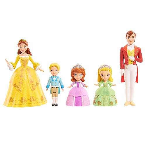 Sofia the First Royal Family 5-Piece Figure Set- Includes Princess Sofia- Princess Amber- Prince James- Queen Miranda- and King Roland