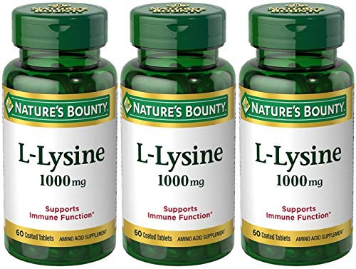 Nature's Bounty L-Lysine- 1000mg- 180 Tablets -3 x 60 Count Bottles-