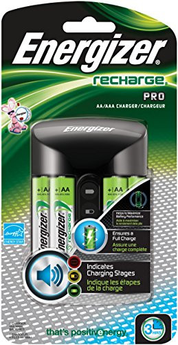 Energizer Rechargeable AA and AAA Battery Charger (Recharge Pro) with 4 AA NiMH Rechargeable Batteries