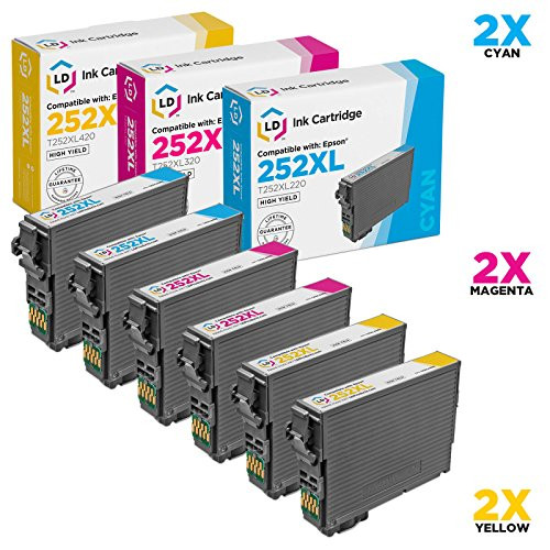 LD Remanufactured Ink Cartridge Replacement for Epson 252XL High Yield (2 Cyan, 2 Magenta, 2 Yellow, 6-Pack) LD Remanufactured Ink Cartridge Replacement for Epson 252XL High Yield (2 Cyan, 2 Magenta, 2 Yellow, 6-Pack)