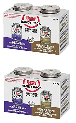 Oatey 30246 PVC Regular Cement and 4-Ounce NSF Purple Primer Handy Pack -Two Pack-