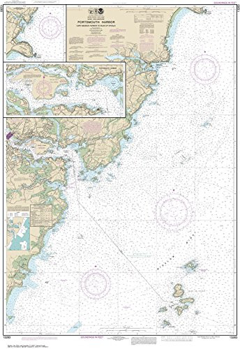 MapHouse NOAA Chart 13283 Portsmouth Harbor Cape Neddick Harbor to Isles Shoals- Portsmouth Harbor- 48.44inch X 33.32inch Paper Chart