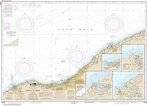 MapHouse NOAA Chart 14829 Geneva to Lorain- Beaver Creek- Rocky River- Mentor Harbor- Chagrin River- 32.36inch X 44.76inch Paper Chart