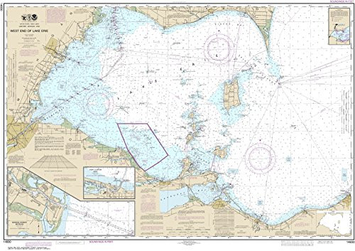 MapHouse NOAA Chart 14830 West End Lake Erie- Port Clinton Harbor- Monroe Harbor- Lorain to Detroit River- Vermilion- 33.33inch X 47.42inch Paper Chart