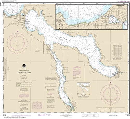 MapHouse NOAA Chart 14942 Lake Charlevoix-Charlevoix- South Point to Round Lake- 30.87inch X 33.51inch Paper Chart