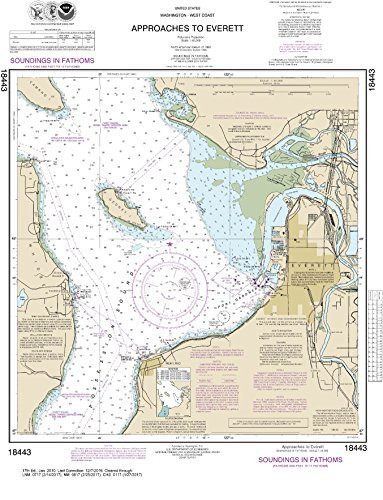 MapHouse NOAA Chart 18443 Approaches to Everett- 23.56inch X 18.05inch Paper Chart