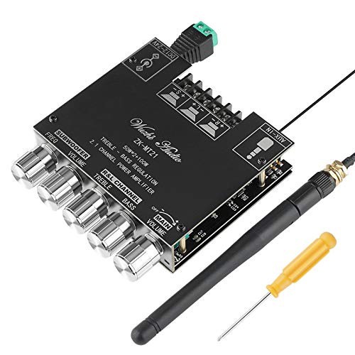Bluetooth Amplifier Board 2.1 2X50WPlus100W 12V-24V Audio Power Amplifier Module Bass and Treble Control for Store Home Theater Speakers with Antenna