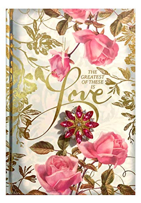 Pooch  and  Sweetheart The Greatest is Love Brooch Embellished Hardcover Rose Journal -80735- Pooch  and  Sweetheart The Greatest is Love Brooch Embellished Hardcover Rose Journal -80735-