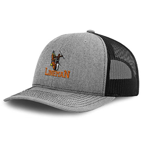 Richardson Trucker Hat Lineman B Embroidery Polyester Baseball Cap Snapback Heather Grey Black