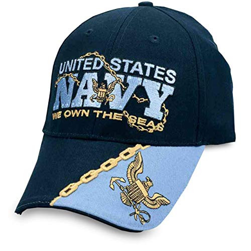 US Navy We Own The Seas Eagle Emblem and Chain Baseball Hat - Officially Licensed
