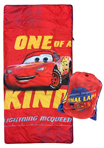 Disney Pixar Cars One of A Kind Slumber Sack - Cozy  and  Warm Kids Lightweight Slumber Bag/Sleeping Bag - Featuring Lighting McQueen -Official Disney Product-
