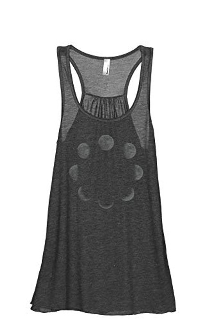 Thread Tank Moon Phases Women's Fashion Sleeveless Flowy Racerback Tank Top Charcoal Grey Small