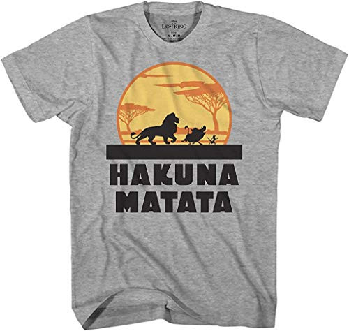 Disney Lion King Hakuna Matata Pumbaa Timon Africa Simba Mufasa Disneyland World Tee Adult Graphic T-Shirt Apparel -Heather Grey- Small-