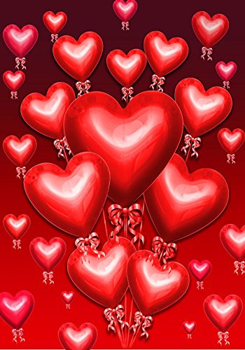 Toland Home Garden Balloon Hearts 28 x 40 Inch Decorative Red Valentine Heart House Flag