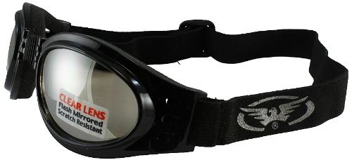 Global Vision Adventure Folding Motorcycle Goggles (Black Frame/Clear Mirrored Lens)