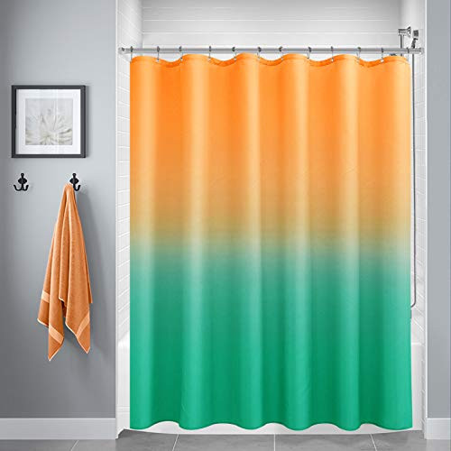 Textured Fabric Bath Shower Curtain- Polyester Ombre Shower Curtains for Bathroom- Waterproof Shower Curtain Liner with 12 Hooks-Machine Washable -72 x 72 inch- Orange and Blue- Textured Fabric Bath Shower Curtain- Polyester Ombre Shower Curtains for Bathroom- Waterproof Shower Curtain Liner with 12 Hooks-Machine Washable -72 x 72 inch- Orange and Blue-