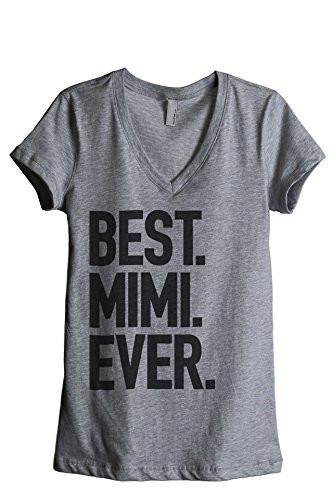 Thread Tank Best Mimi Ever Women's Fashion Relaxed V-Neck T-Shirt Tee Heather Grey Small