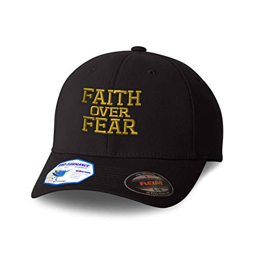Flexfit Hats for Men  and  Women Faith Over Fear Embroidery Polyester Dad Hat Baseball Cap Black Small Medium