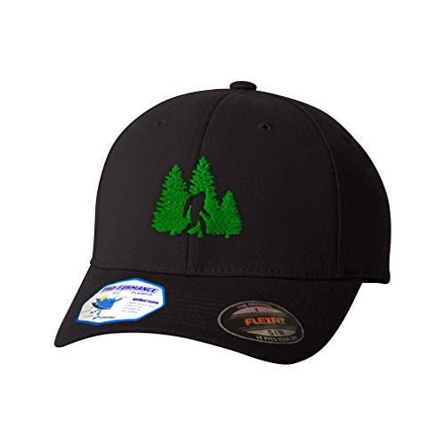 Flexfit Hats for Men  and  Women Woods Bigfoot A Embroidery Polyester Dad Hat Baseball Cap Black Design Only Large XLarge