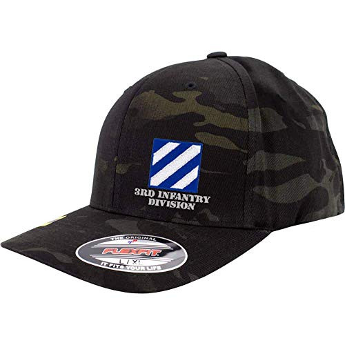 Army 3rd Infantry Division Full Color Flexfit Hat -S/M- Black Multicam-