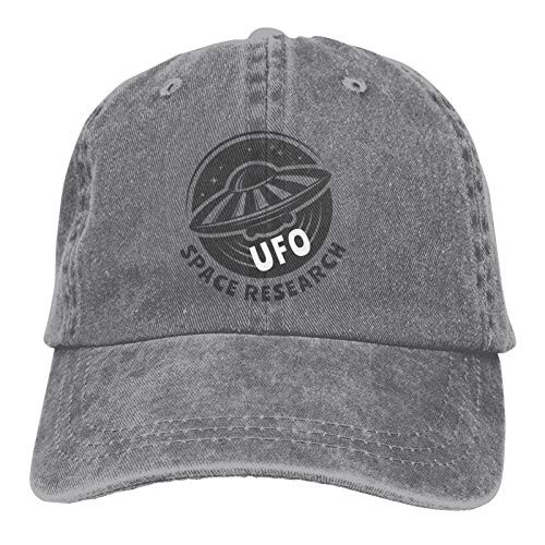 UFO Space Research Vintage Jeans Baseball Cap Classic Cotton Dad Hat Adjustable Plain Cap Gray