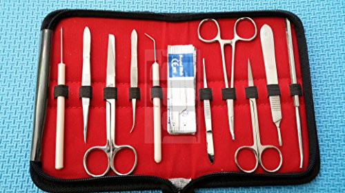 20 PCS ADVANCED BIOLOGY LAB ANATOMY MEDICAL STUDENT DISSECTING DISSECTION KIT SET WITH SCALPEL KNIFE HANDLE BLADES #10 + #11 ( HTI BRAND)