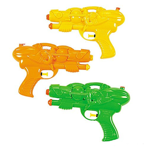 Kicko Squirt Water Guns Pool Toys 8 Inches - Pack of 3  Assorted Colors Cool and Fun Water Squirters  for Kids Great Party Favors, Bag Stuffers, Fun, Toy, Gift, Prize