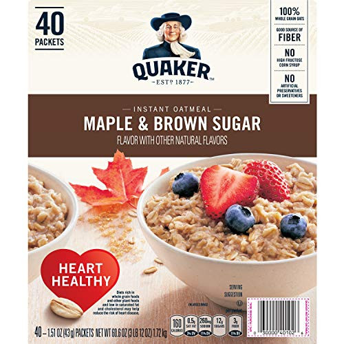 Quaker Instant Oatmeal Cereal, Maple and Brown Sugar, 60.6 Ounce Quaker Instant Oatmeal Cereal, Maple and Brown Sugar, 60.6 Ounce