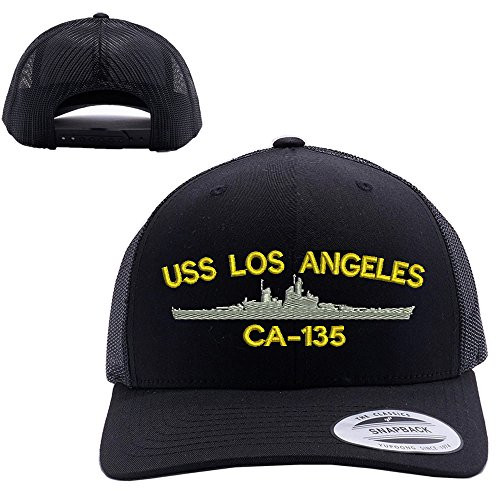 USS Los Angeles CA-135 Ship MESH Trucker SNAP Closure Cap HAT Black