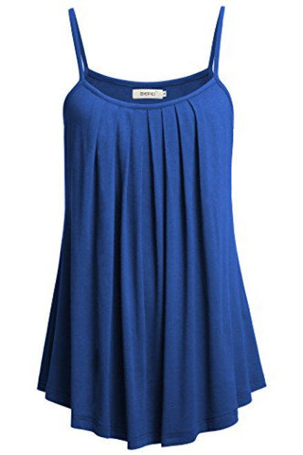 BEPEI Women Loose Casual Summer Pleated Flowy Sleeveless Camisole Tank Tops-Royal Blue-XX-Large BEPEI Women Loose Casual Summer Pleated Flowy Sleeveless Camisole Tank Tops-Royal Blue-XX-Large