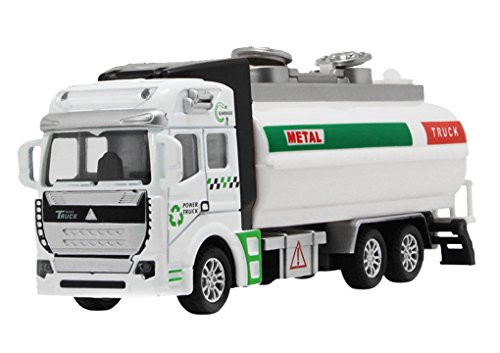 Kids Children 1:32 Scale Friction Pull Back Oil Tanker Watering Cart Diecast Sprinkler Truck Metal Construction Vehicle Model Car Playset Toy, Best Christmas Birthday Gift for Kids Toddlers Boys