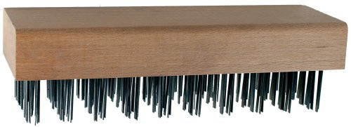 PFERD 85092 Maintenance Hardwood Block Straight Back Flat Wire Block Brush, Carbon Steel Bristles, 5" x 10" Wire Rows, 7-3/4" Length x 2-5/8" Width, 1-1/4" Trim Length
