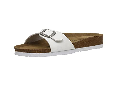 Women's Cushionaire Luca Cork footbed Sandal with PlusComfort- White 11 W