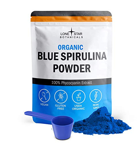 Organic Blue Spirulina Powder - 100 percent Pure Superfood from Blue-Green Algae- Natural Food Coloring for Smoothies  and  Protein Drinks - Non GMO- Gluten-Free- Dairy-Free- Vegan Plus USDA Certified- 30 Servings