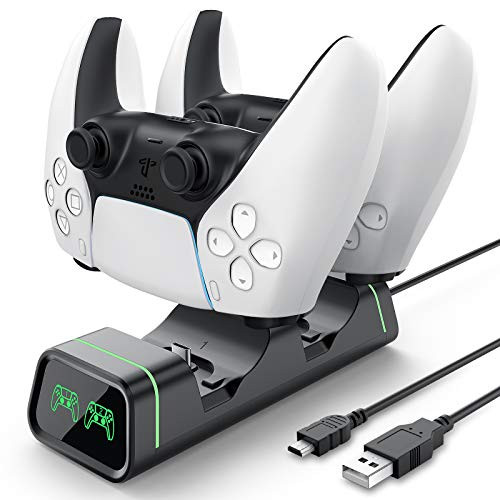 PS5 Charging Station- Apoex PS5 Controller Charger with LED Indicator and Dualsense Type C Ports- Charging Dock Station for Playstation 5 / PS5/ Controller