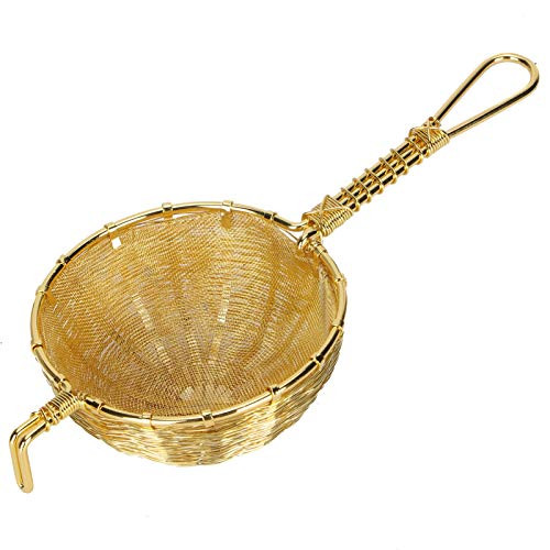 Mini Fine Mesh Tea Infuser Strainer-Hand Made Copper Reusable Teapot Filter with Long Handle-for Home Office Tea Maker Filter Tea Dregs