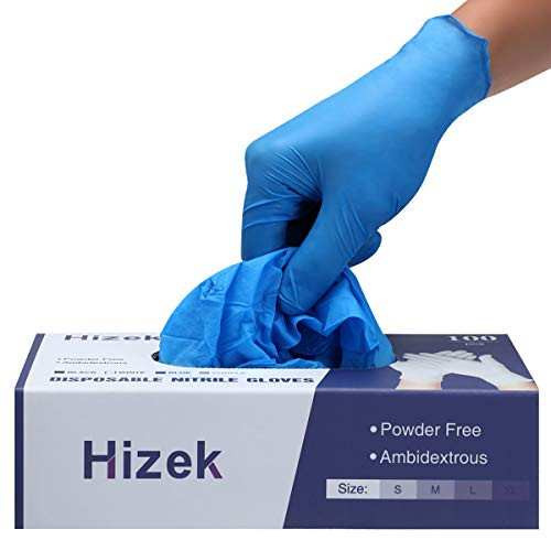 Nitrile Gloves-Hizek Disposable Gloves-5 mil-Extra Strong Nitrile Exam Gloves-Latex Free-Powder Free-100 Pack Textured Cleaning Gloves for Family Use-Color-Blue-Size-L- Nitrile Gloves-Hizek Disposable Gloves-5 mil-Extra Strong Nitrile Exam Gloves-Latex Free-Powder Free-100 Pack Textured Cleaning Gloves for Family Use-Color-Blue-Size-L-